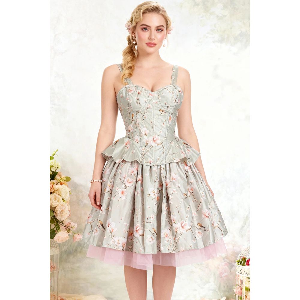 Attitude Corsets - Davonna Sage Blossom Corset Coord set - Green